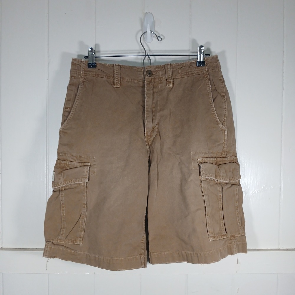 American Eagle Cargo Shorts Mens 30 Tan Khaki Distressed Rugged Utility Pocket